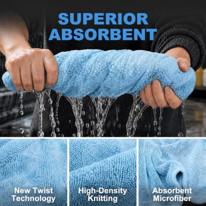 JOYMOOP Car Drying Towels,High-Density Microfiber Towel for Car, Blue - color: New Car Towels - Blue, size: 35.4" x 23.6" - 3pcs