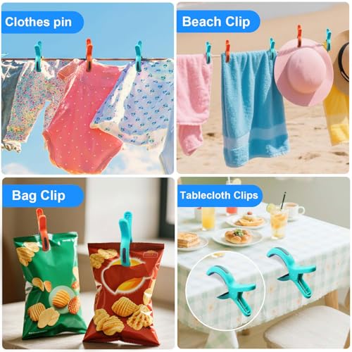 8 PCS Large Beach Towel Clips for Beach Chair, Heavy-Duty Plastic Clothes Pins, Towel Clips for Beach Chairs Cruise-Keep Your Towel from Blowing Away, Vacation Beach Must Have Beach Chair Clips - color: Blue-orange