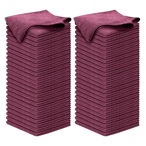 USANOOKS Premium 300GSM Microfiber Cleaning Cloth - 12.5"x12.5" High Performance - 1200 Washes, Ultra Absorbent Microfiber Towels for Cars Undercarriage, Rims & Engine Bay Cleaning - Microfiber Cloth - color: Burgundy, size: 12.5" x 12.5" (100 pack)