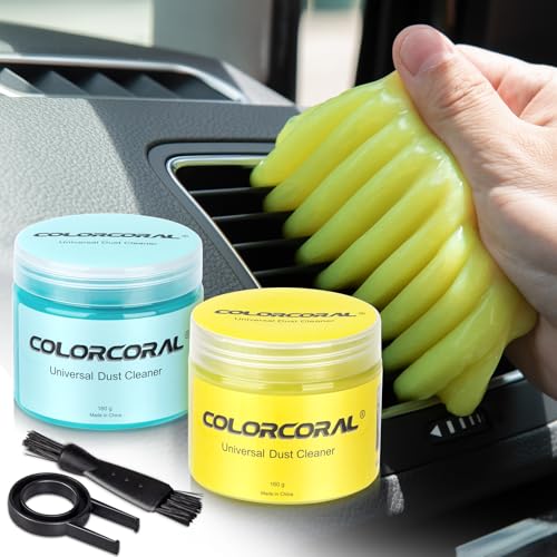 ColorCoral Keyboard Cleaning Gel Dust Cleaner Slime Car Clean Putty 2Pack - color: Blue+Yellow