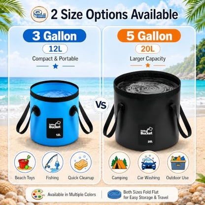 5 Gallon 3 Pack Collapsible Bucket,Black - color: Black, size: 5 Gallon