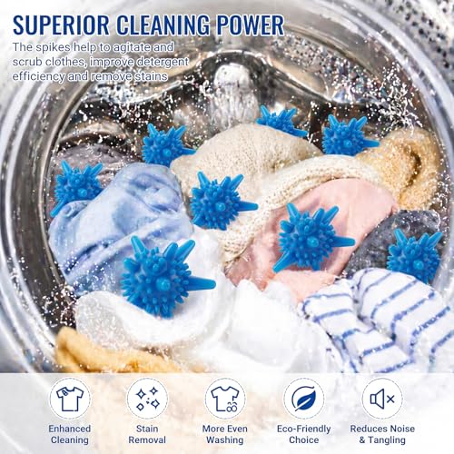 Qinyoung 12 Pcs Silicone Dryer Balls Reusable Laundry Agitator Balls for Washer or Dryer 2.36inch Reusable Wrinkle & Pet Hair Reducer for Washing Machine