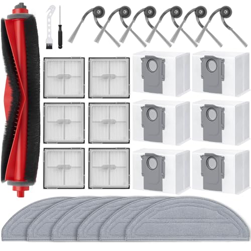 Q10 S5 Replacement Parts Accessories for Roborock Q10 S5+, Q10 X5+ Series Robot Vacuum Kit, 1 Main Brush, 6 Hepa Filter, 6 Mop Pads, 6 Side Brush, 6 Dust Bags,1 Screwdriver, 1 Clean Tool - size: 27 Pcs for Roborock Q10 S5+