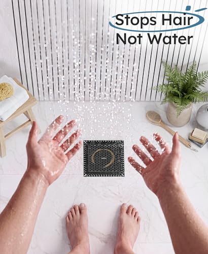 Square Shower Drain Hair Catcher, Anti-Clogging, Black, 4 inch - color: Matte Black, size: 4 inch