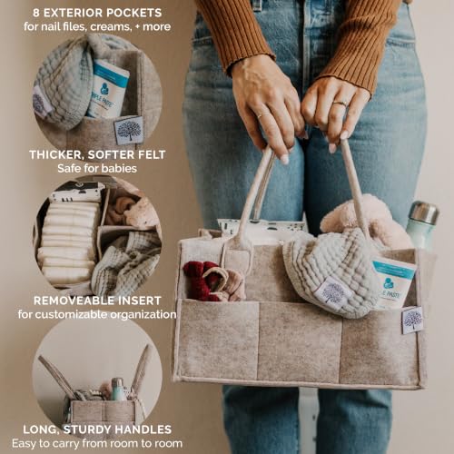Parker Baby Co. Felt Diaper Caddy Organizer - Regular, Oatmeal - color: Oatmeal (Heathered Brown), size: Regular