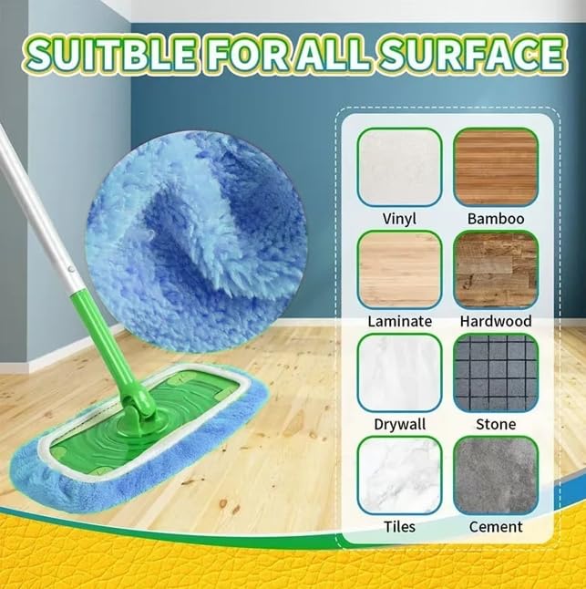 Microfiber Mop Pads - 8 Pack Reusable Washable Refills for Wet & Dry Floor Cleaning - Fits Most Standard Mops - Light Blue Household Cleaning Pads - color: Light Blue