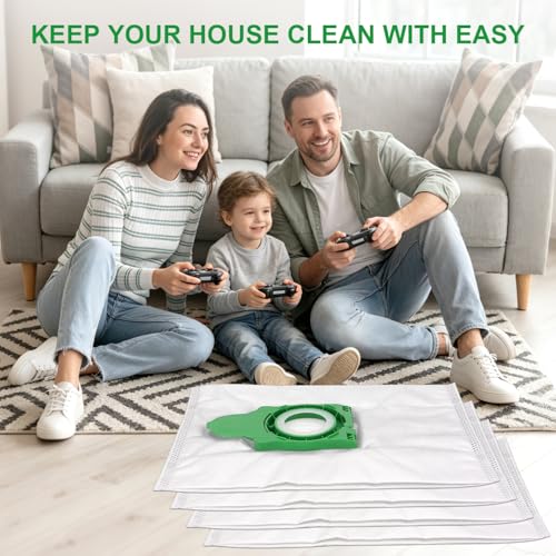8300AM / 8300ER Vacuum Bags Compatible with SEBO Airbelt E Series (E1 / E2 / E3) Canister Vacuum - Large Capacity Dust Bag Replacement Parts Accessories Kit (8 Pack) - color: 8 Pack