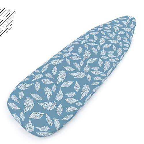 Encasa XO Ironing Board Cover and Pad 42"x14" Medium, Thick Felt - color: Big Leaves Blue, size: Medium (42"x14")