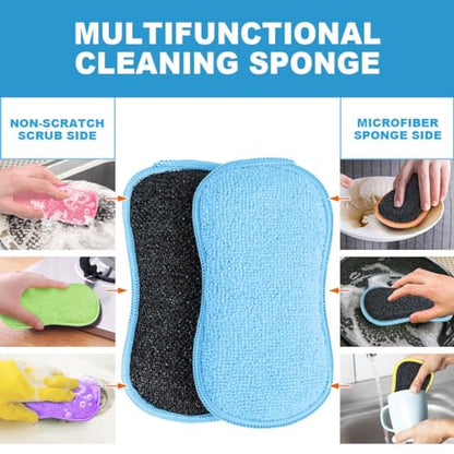 HOMEXCEL Dish Sponge 12 Pack, Microfiber Kitchen Sponges for Cleaning - color: Multicolor