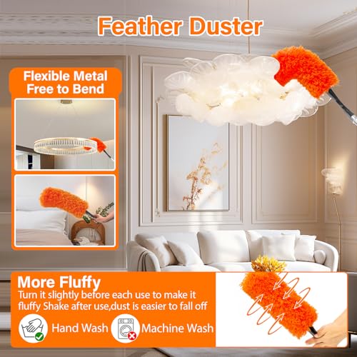 26FT High Reach Duster Cleaning Kit with 5-20 FT Extension Pole - size: Reach 26FT(20FT)