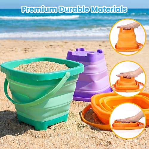 SHINDEL 3 Set Collapsible Beach Buckets, Multicolor - color: Mix 2