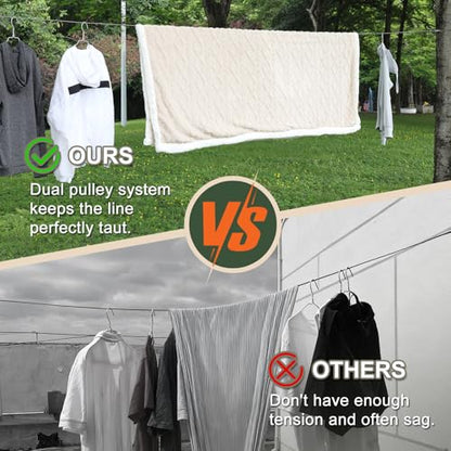 Vigorport Outdoor Retractable Clothesline, Portable Travel Clothes Line - size: 40Ft
