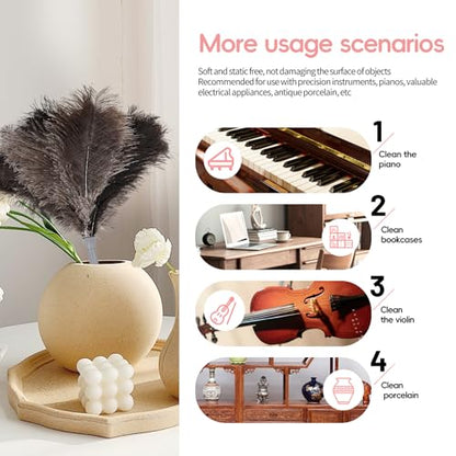 Feather Duster-Genuine Ostrich Feathers,Anti-Static,Reusable Eco-Friendly Handheld Cleaning for Keyboard,Home,Car,Office(17Inch,2Pack) - color: Natural-17in-styled-2pcs