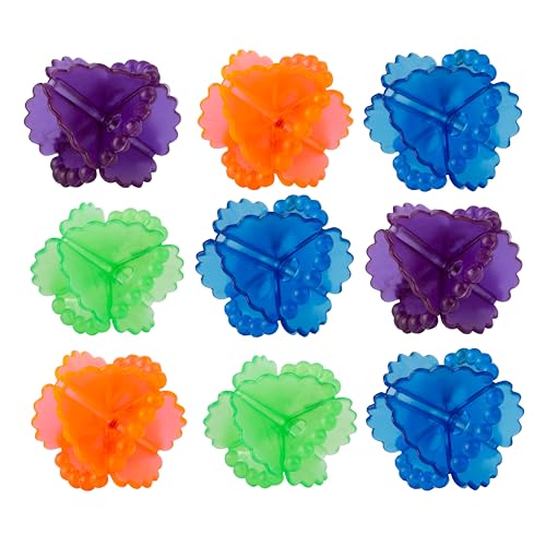 Laundry Balls for Washing Machine 9 Pcs - Plastic Agitator Balls for Washing Machine - Tangle Free Washer Balls for Cleaning Better - Colorful Reusable Laundry Scrubbing Balls
