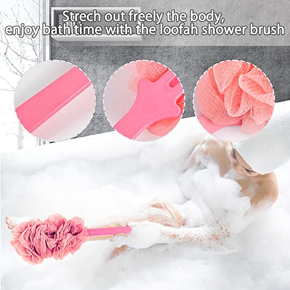 Evmliy Back Scrubber for Shower, Loofah Sponge Brush Exfoliating Body, Long Handle Scrub Brush for Shower with Loofah on a Stick for Back Use, Bathing Accessories Body Brushes (4Pack) - size: 4Pack