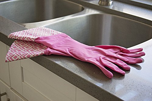 Glam Gloves Diswasher's Thick Latex Gloves for Kitchen & Home, Long Sleeves, One Size Fits All, 1 Pair, Yellow