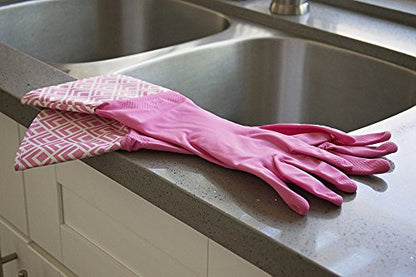 Glam Gloves Diswasher's Thick Latex Gloves for Kitchen & Home, Long Sleeves, One Size Fits All, 1 Pair, Yellow