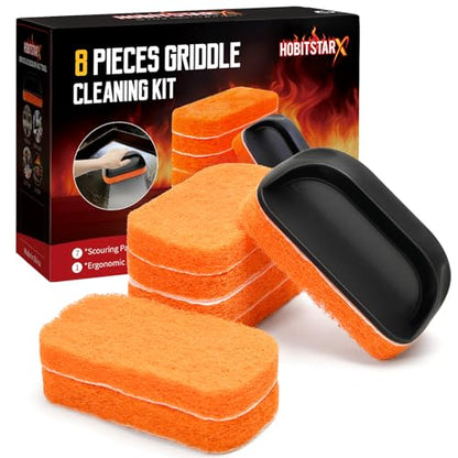 Griddle Cleaning Kit for Blackstone, Heavy-Duty Scraper & Ergonomic Handles - color: 8pcs Orange