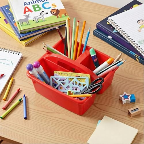 Kathfly 12 Pack Classroom Caddy Organizer with Handle Bulk, Blue Red - color: Blue Red