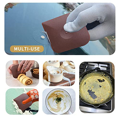Herda Cast Iron Cleaner Scrubber+Pan Scraper, Patented Chain Mail Scrubber - color: Red