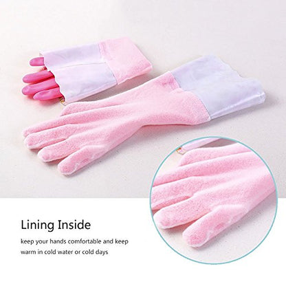 Household Gloves Latex Free Cleaning Grey and Yellow Gloves with Soft Lining Long Cuff 15" & Grip (2 Pair), Medium - color: Yellow/Grey, size: Medium (Pack of 2)