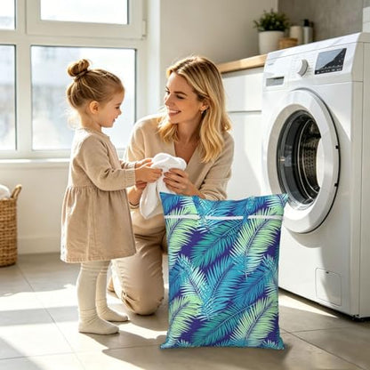 Tropical Hawaiian Leaves Turquoise Leaf Travel Laundry Bags Cloth Diaper Wet Bags Handle Washable Dirty Clothes Bags Wet Dry Bag Suitcase Gym Swimming Pool College Dorm Wet Bag - color: 1 PC11, size: One Size