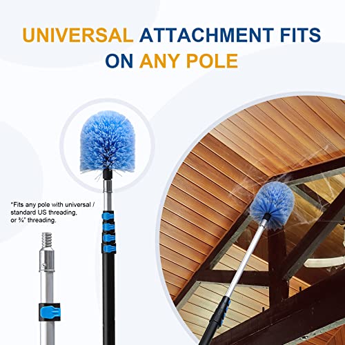 VITEVER Twist-On Cobweb Duster Head Brush, Fits Standard 3/4 inch Threaded Poles, Attachment Spider Web Duster Brush for Outdoor & Indoor Cleaning - size: 6.5 inches