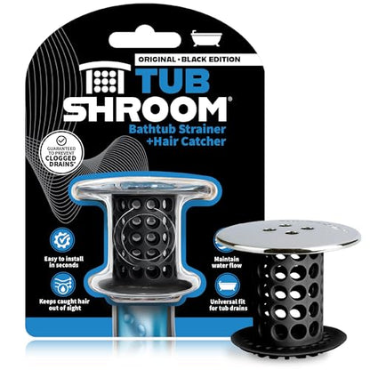 TubShroom Tub Drain Hair Catcher, Black Chrome – Protector and Catcher for Bathroom Drains, Fits 1.5” 1.75” Bathtub Shower Drains - color: Black Chrome