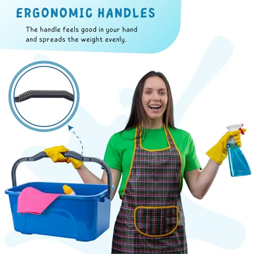Bucket for Household Cleaning, 3 Gallon Plastic Rectangle Water Bucket with Handle for Car and Window Washing, Blue - color: Blue