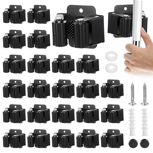 24 Pcs Broom Holder Wall Mount,Heavy Duty Stainless Steel Mop Brooms Rack