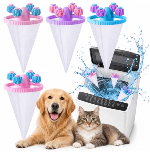 Pet Hair Remover for Laundry, 4-Pack Reusable Lint Roller Balls, Washer Pet Hair Catcher for Dog & Cat Hair, Sticky Lint Collector for All Washers, Laundry Helper for Pet Owners