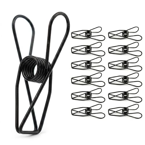 14 PCS Stainless Steel Large Black Clothes Pins, High Elasticity Strength Clothespins - Heavy Duty Multipurpose Metal Wire Chip Clips, 2.83 Inch for Laundry Home, Kitchen, Outdoor, Office - size: 2.83 Inch (7.2x1.8cm)-Black-14 PCS