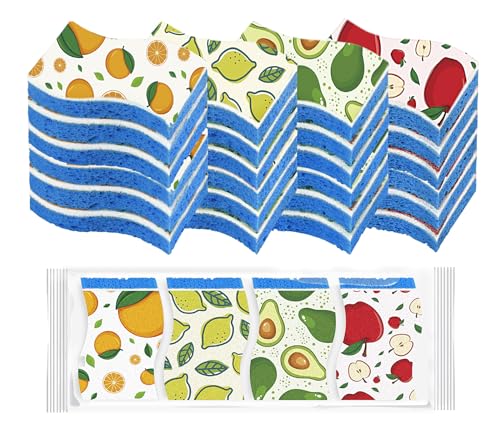 AIDEA Sponges Kitchen, Non-Scratch Scrub Sponge-24Count, Dish Sponges - color: Printed-blue