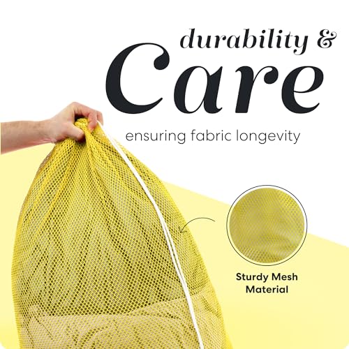 Handy Laundry Mesh XL Laundry Bag 24"x36", Heavy Duty Drawstring, Yellow