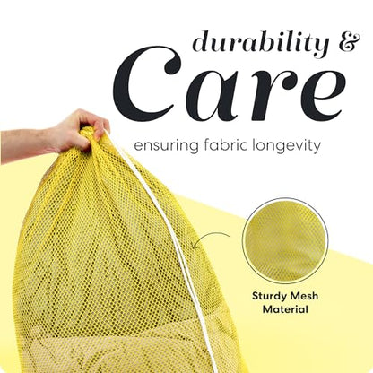 Handy Laundry Mesh XL Laundry Bag 24"x36", Heavy Duty Drawstring, Yellow