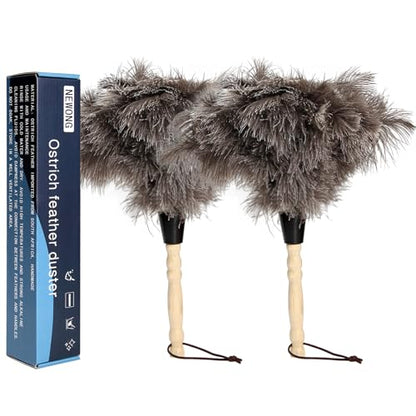 Ostrich Feather Dusters with Wooden Handles, 14''