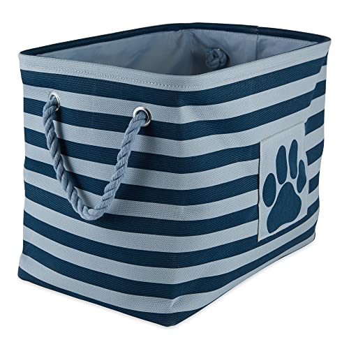 Bone Dry Pet Storage Collection Striped Paw Patch Bin, Dark Navy, Large Rectangle - color: Dark Navy, size: Large Rectangle