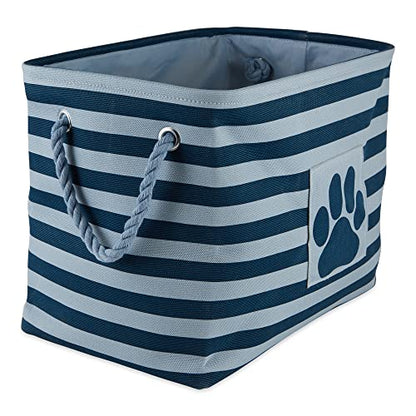 Bone Dry Pet Storage Collection Striped Paw Patch Bin, Dark Navy, Large Rectangle - color: Dark Navy, size: Large Rectangle
