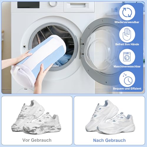 Dntorx 2 PCS Shoe Washing Machine Bags for Washer and Dryer, Blue + White - color: Blue+White