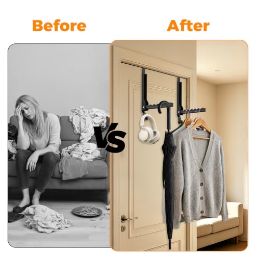 2 Pack Over The Door Hooks & Drying Rack - color: Black-2(m2)