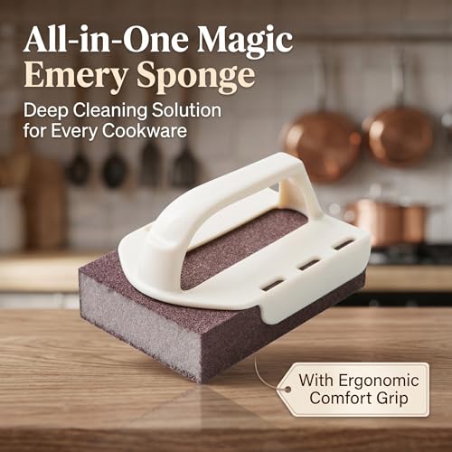 Magic Emery Cleaning Sponge,Heavy Duty Nano Sponge Eraser, Magic Carbide Cleaning Sponge for Rust & Grease Remover, Steeli Sponge Alternative, Magic Eraser Sponge for Pans(8 Sponge with Handle) - size: 8 Sponge With Handle