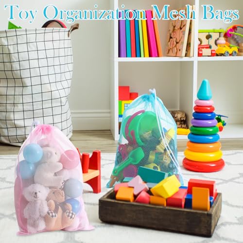 Frienda 6 Pack Mesh Drawstring Bags 11x15 Inch for Toys,Rainbow Color - color: Macaron Color