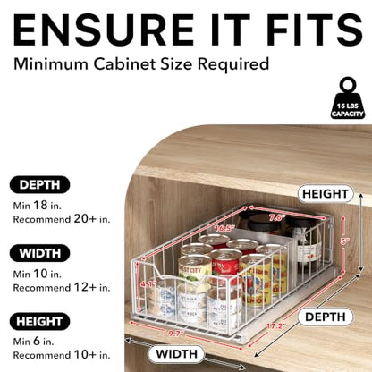 Simple Houseware Pull-Out Cabinet Sliding Basket, 17.2Dx9.7Wx5H, White - color: White