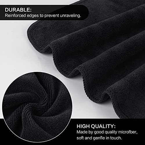 SINLAND Microfiber Facial Cloths Fast Drying Washcloth 12inch x 12inch Absorbent Face Wash Cloth Soft Makeup Remover Cloths - color: Black-1, size: 1 Count (Pack of 6)