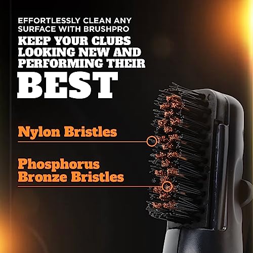 Frogger BrushPro Latch-It Golf Club Cleaner, Ergonomic Grip and Latch-it Magnet - Professional Golf Club Brush and Groove Cleaner for Golfers - color: Gray
