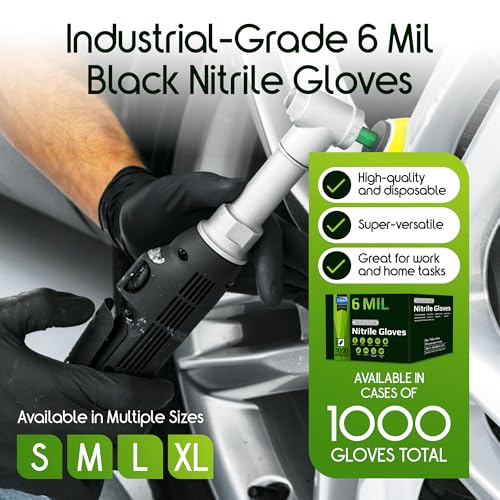 Inspire 6 or 8 Mil HEAVY DUTY Stretch Nitrile Black Gloves Disposable Latex Free - color: Black 6 Mil, size: Large