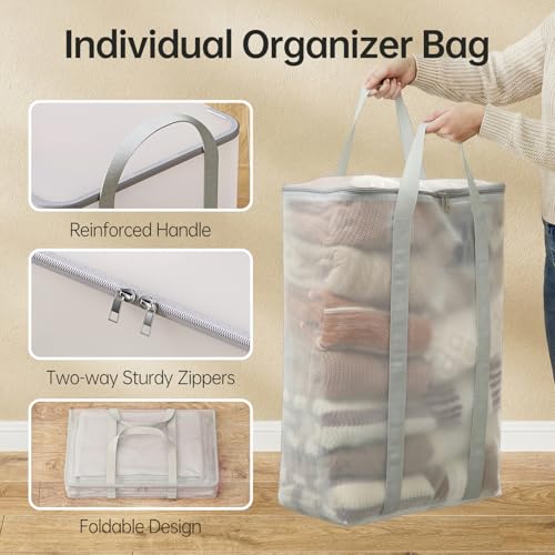 130L Plastic Laundry Hamper with 3 Independent Bags - color: Milky, size: 130L + 3 Bags