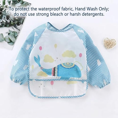 PandaEar (3 Pack Long Sleeve Bibs| Waterproof Full Sleeve Bib for Baby Infant Toddler 6-36 Months - style: Animal