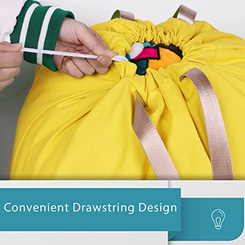 LOLOMLO Extra Large Canvas Laundry Bags with Handles & Drawstring Closure, Heavy Duty Tears Resistant Clothes Storage Travel Bags,25.5"x34",Yellow - color: Yellow