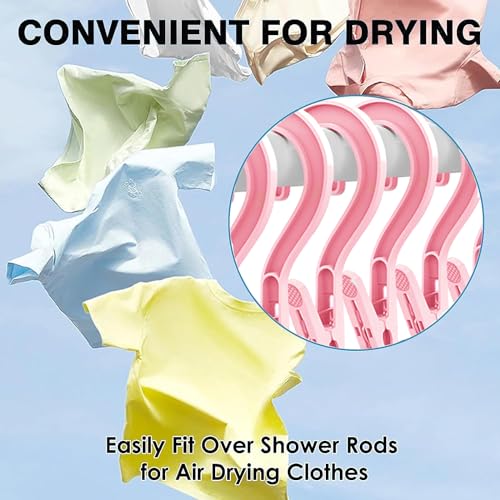 24pcs Laundry Hooks with Clips Super Strong Plastic Clothes Hangers Pins - color: Pink 24pcs